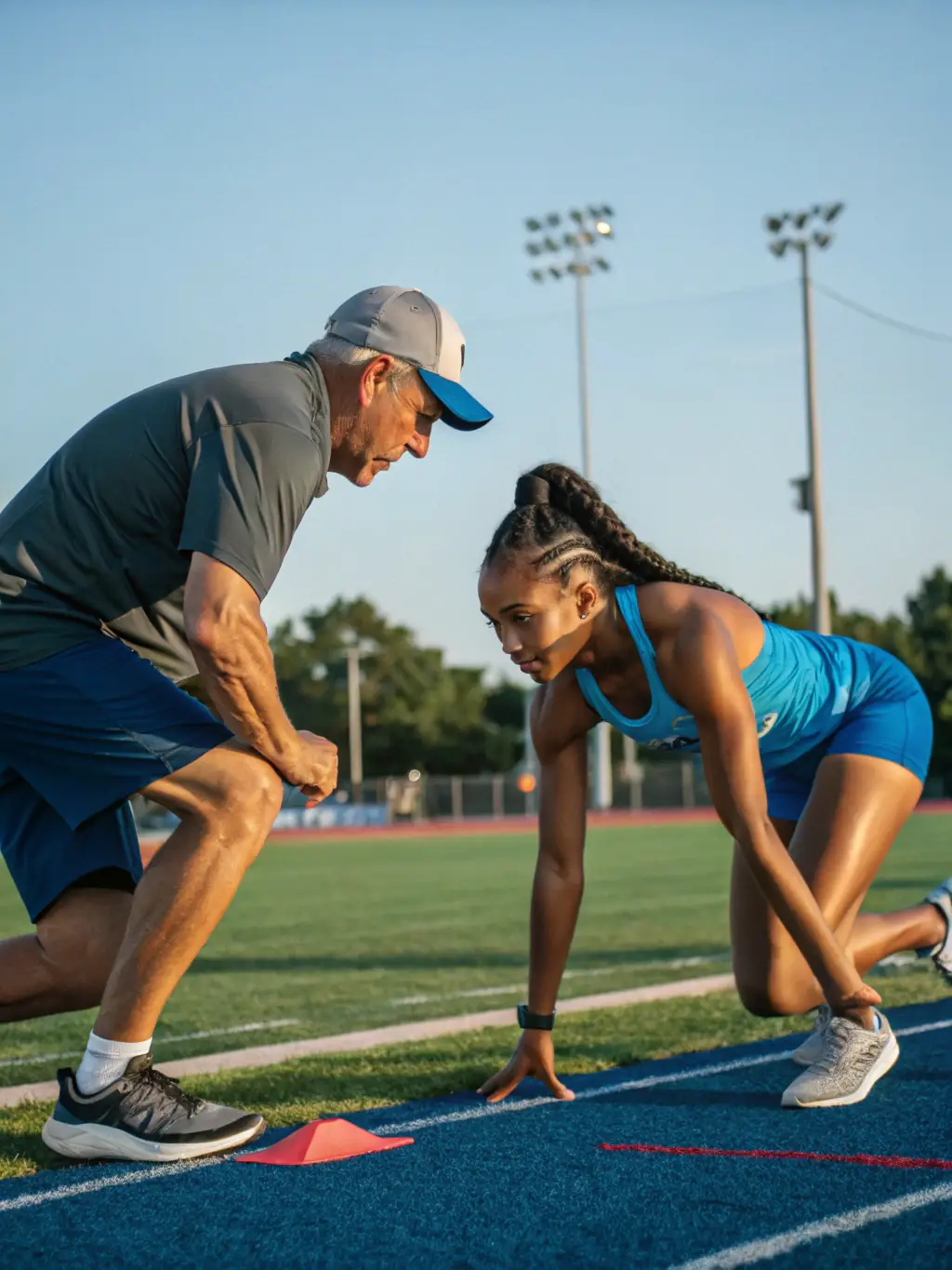 A picture of athletes receiving personalized coaching during a training session, emphasizing the tailored approach and expert guidance provided by the association.