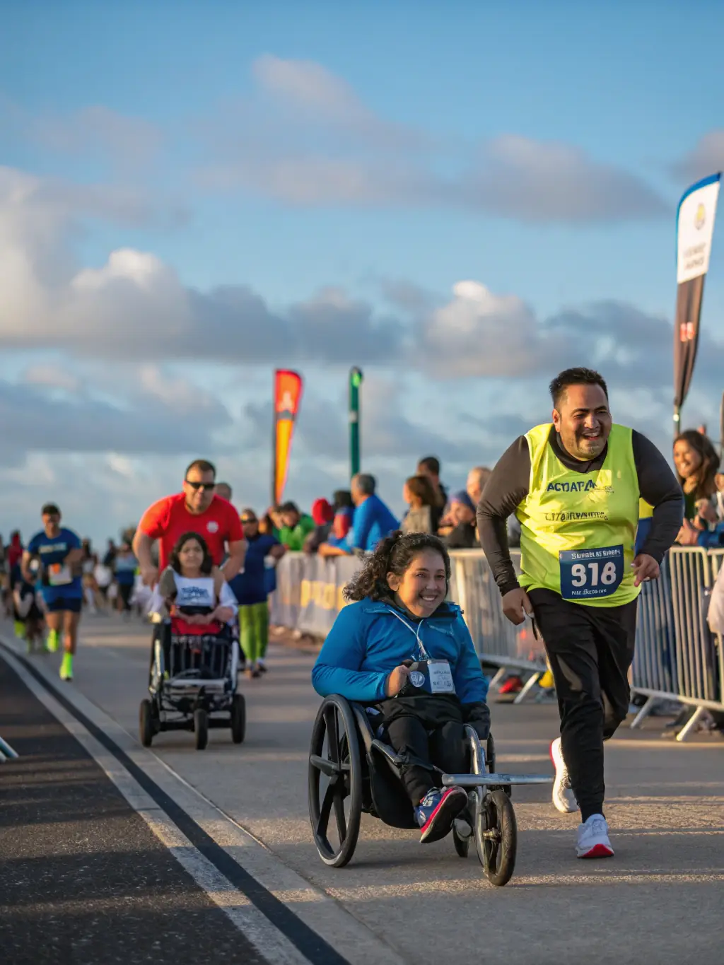 A photograph of participants in an inclusive sports event, showcasing individuals of all abilities participating together, highlighting the association's commitment to inclusivity and community engagement.